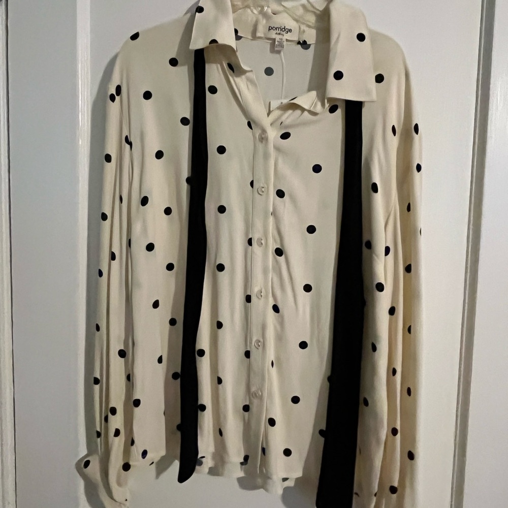 Porridge Cream Polka Dot Blouse